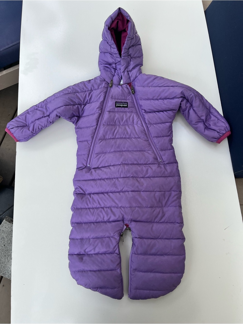 Patagonia Purple Infant Down Bunting with Hood